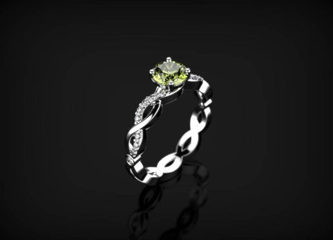 White Gold Peridot Ring White Gold Peridot Engagement Ring Peridot Engagement Ring Gemstone Ring Peridot Ring Peridot August Birthstone Ring