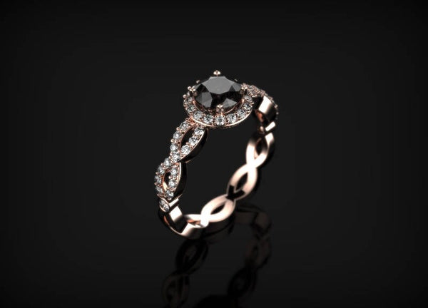 Rose Gold Black Diamond Ring Rose Gold Black Diamond Engagement Ring Black Diamond Rose Gold Rose Ring Gold Black Diamond Ring