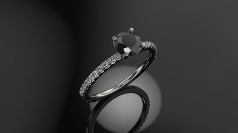 Black Diamond Engagement Ring White Gold Engagement Ring Black Diamond Ring Black Diamond Gold White Gold Black Diamond Ring