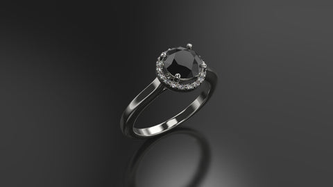 Black Diamond Halo Engagement Ring White Gold Engagement Ring Black Diamond Ring Black Diamond Gold White Gold Black Diamond Ring