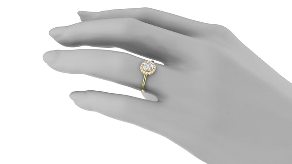 14k Yellow Gold Diamond Halo Engagement Ring Gold Lab Grown Diamond Created Diamond Halo Engagement Ring Moissanite Ring Yellow Gold