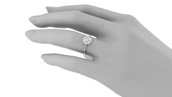 14k White Gold Diamond Halo Engagement Ring Gold Lab Grown Diamond Created Diamond Halo Engagement Ring Moissanite Ring White Gold