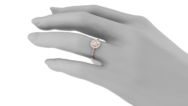 14k Rose Gold Moissanite Halo Engagement Ring Gold Moissanite Halo Ring Engagement Ring Moissanite Ring Rose Gold