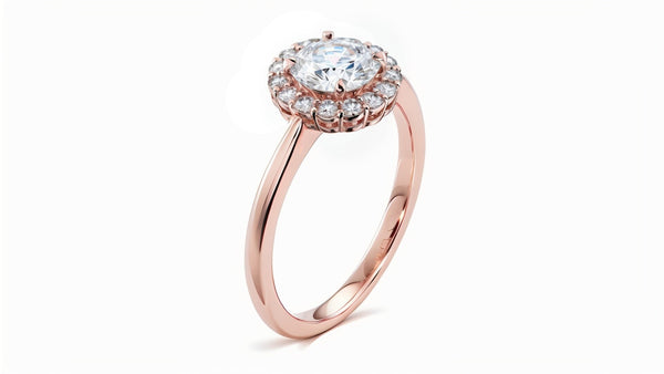 14k Rose Gold Moissanite Halo Engagement Ring Gold Moissanite Halo Ring Engagement Ring Moissanite Ring Rose Gold