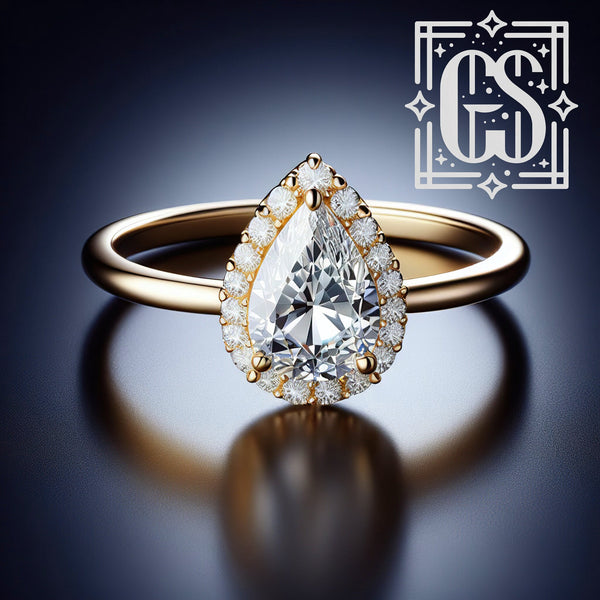 14k Yellow Gold Diamond Halo Engagement Ring Gold Lab Grown Diamond Created Diamond Halo Engagement Ring Moissanite Ring White Gold