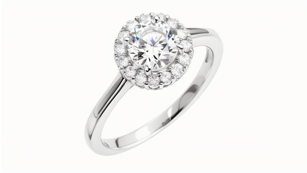 14k White Gold Diamond Halo Engagement Ring Gold Lab Grown Diamond Created Diamond Halo Engagement Ring Moissanite Ring White Gold
