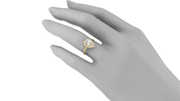 14k Yellow Gold Diamond Halo Engagement Ring Gold Lab Grown Diamond Created Diamond Halo Engagement Ring Moissanite Ring White Gold