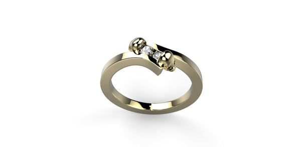 Skull Engagement Ring 14k Yellow Gold Skull Ring