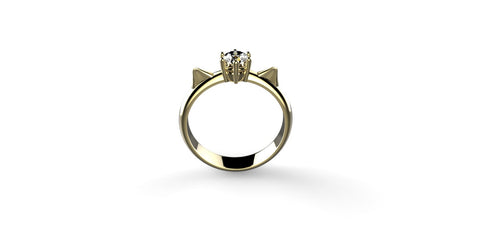 Cat Engagement Ring 14k Yellow Gold Cat Ears