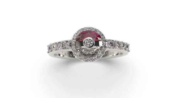 Pokemon Engagement Ring - Pokeball Ring White Gold