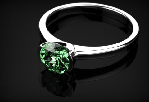 White Gold Emerald Ring Emerald Engagement Ring White Gold Ring Emerald Ring Unique Engagement Ring Emerald in White Gold