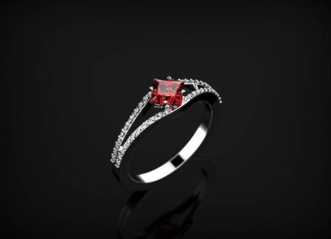 Ruby Ring White Gold Engagement Ring White Gold Engagement Ring Ruby in White Gold White Gold Ruby Ring July Birthstone White Gold Ring