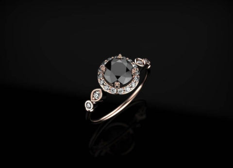 Rose Gold Black Diamond Ring Rose Gold Black Diamond Engagement Ring Black Diamond Rose Gold Rose Ring Gold Black Diamond Ring