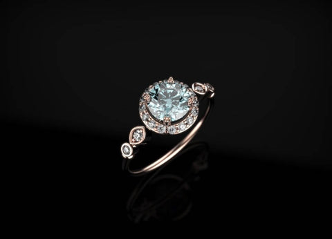 Rose Gold Aquamarine Engagement Ring Rose Gold Engagement Ring Aquamarine Rose Gold Rose Ring Gold Aquamarine Ring