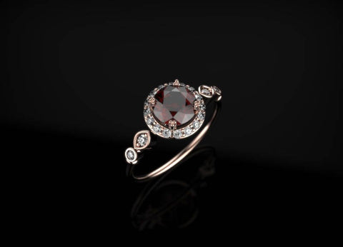 Garnet Ring Rose Gold Engagement Ring Garnet Engagement Ring Rose Gold Red Gemstone Engagement Ring Garnet Ring January Birthstone Garnet