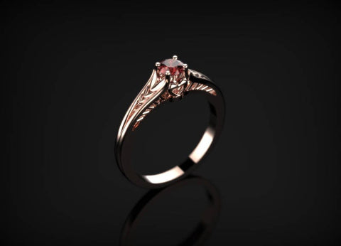 Garnet Ring Rose Gold Engagement Ring Garnet Engagement Ring Rose Gold Red Gemstone Engagement Ring Garnet Ring January Birthstone Garnet