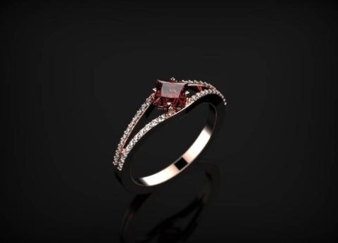 Garnet Ring Rose Gold Engagement Ring Garnet Engagement Ring Rose Gold Red Gemstone Engagement Ring Garnet Ring January Birthstone Garnet