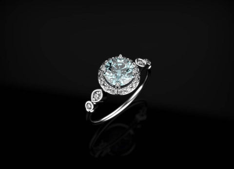 Aquamarine Engagement Ring White Gold Engagement Ring White Gold  Aquamarine White Gold Ring Gold Aquamarine Ring