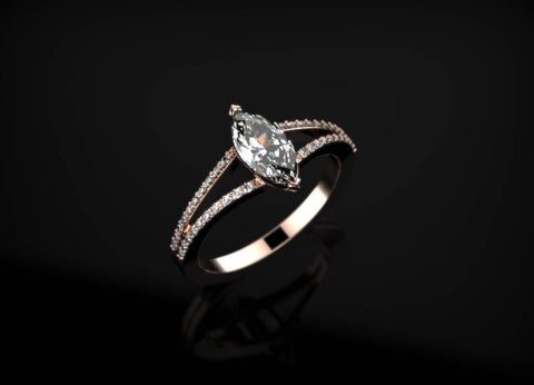 Rose Gold White Sapphire Ring Rose Gold Engagement Ring White Sapphire Rose Gold Rose Ring Gold White Sapphire Ring