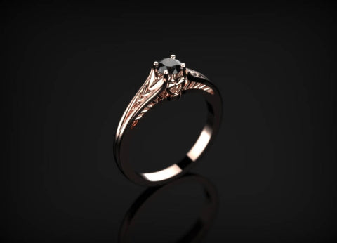 Rose Gold Black Diamond Ring Rose Gold Black Diamond Engagement Ring Black Diamond Rose Gold Rose Ring Gold Black Diamond Ring