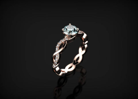 Rose Gold Aquamarine Engagement Ring Rose Gold Engagement Ring Aquamarine Rose Gold Rose Ring Gold Aquamarine Ring