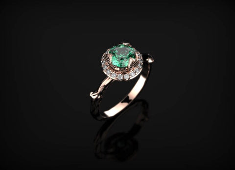 Rose Gold Emerald Engagement Ring Rose Gold Engagement Ring Emerald Ring Unique Engagement Ring Emerald in Rose Gold