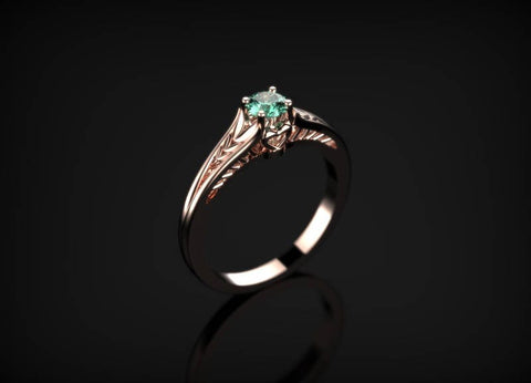 Rose Gold Emerald Engagement Ring Rose Gold Engagement Ring Emerald Ring Unique Engagement Ring Emerald in Rose Gold