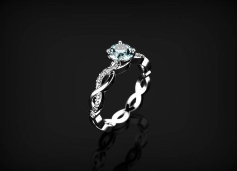 Aquamarine Engagement Ring White Gold Engagement Ring White Gold  Aquamarine White Gold Ring Gold Aquamarine Ring