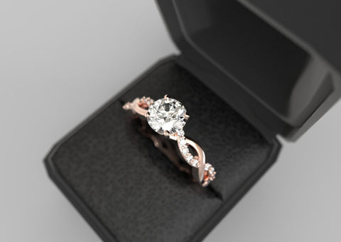 Gold Moissanite Ring Moissanite Engagement Ring Rose Gold Genuine Moissanite Engagement Ring Round Cut  Moissanite Ring