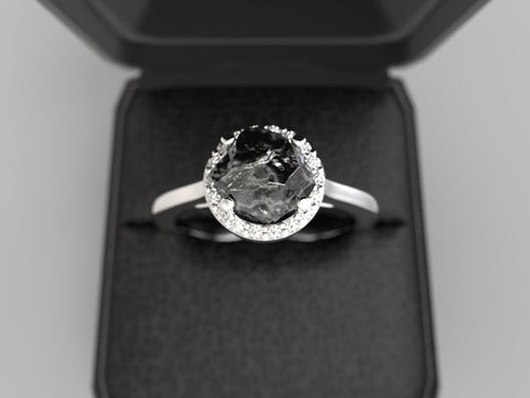 Raw Diamond Engagement Ring White Gold Rough Black Diamond Uncut Diamond Engagement Ring Rough Stone Uncut Stone White Gold Rough Diamond