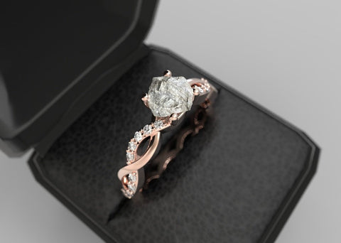 Rose Gold Raw Diamond Engagement Ring Rose Gold Raw Diamond Uncut Diamond Engagement Ring Rough Stone Uncut Stone Rose Gold Rough Diamond