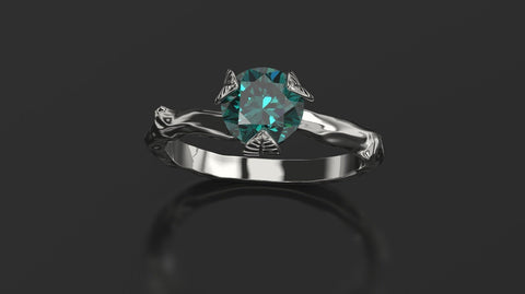 Alexandrite Leaf Engagement Ring White Gold Engagement Ring Alexandrite Branch Ring Alexandrite Gold White Gold Alexandrite Ring