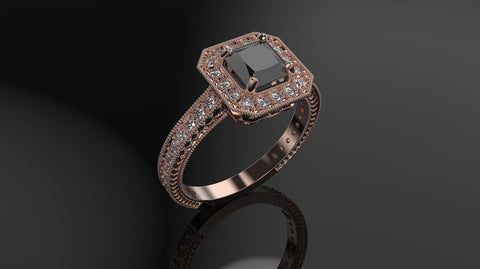 Black Diamond Engagement Ring Rose Gold Engagement Ring Black Diamond Ring Black Diamond Gold Rose Gold Black Diamond Ring