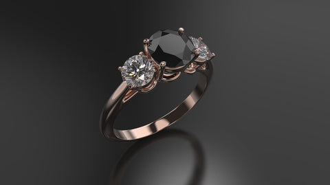 Black Diamond Engagement Ring Rose Gold Engagement Ring Black Diamond Ring Black Diamond Gold Rose Gold Black Diamond Ring