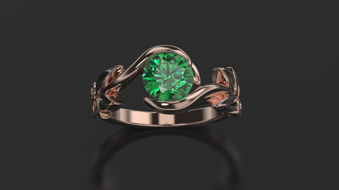 Emerald Engagement Ring Rose Gold Engagement Ring Emerald Ring Emerald Gold Rose Gold Emerald Ring