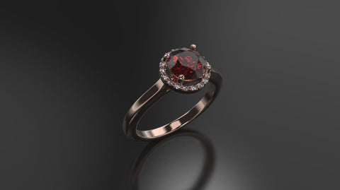 Garnet Halo Engagement Ring Rose Gold Engagement Ring Garnet Halo Ring Garnet Gold Rose Gold Garnet Ring