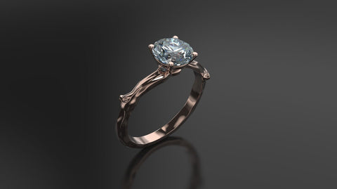 Aquamarine Branch Engagement Ring Rose Gold Engagement Ring Aquamarine Branch Ring Aquamarine Gold Rose Gold Aquamarine Ring