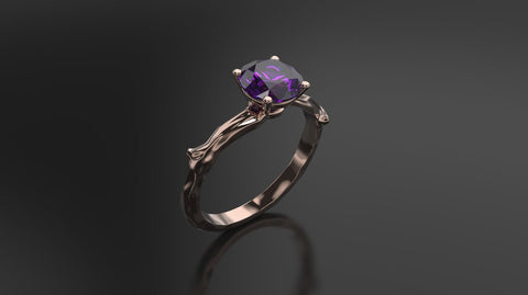 Amethyst Branch Engagement Ring Rose Gold Engagement Ring Amethyst Branch Ring Amethyst Gold Rose Gold Amethyst Ring