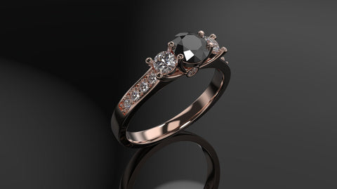 Black Diamond Engagement Ring Rose Gold Engagement Ring Black Diamond Ring Black Diamond Gold Rose Gold Black Diamond Ring