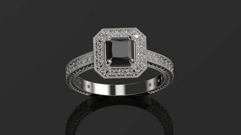 Black Diamond Engagement Ring White Gold Engagement Ring Black Diamond Ring Black Diamond Gold White Gold Black Diamond Ring