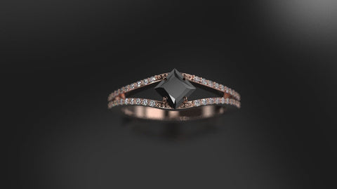 Rose Gold Black Diamond Ring Rose Gold Black Diamond Engagement Ring Black Diamond Rose Gold Rose Ring Gold Black Diamond Ring