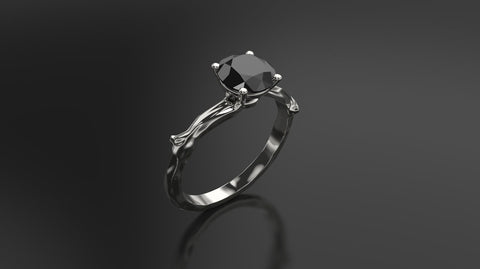 Black Diamond Branch Engagement Ring White Gold Engagement Ring Black Diamond Ring Black Diamond Gold White Gold Black Diamond Ring