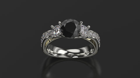 Black Diamond Engagement Ring White Gold Engagement Ring Black Diamond Ring Black Diamond Gold White Gold Black Diamond Ring