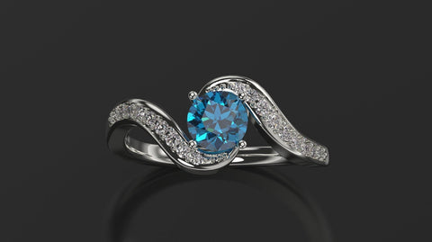 Blue Topaz Engagement Ring White Gold Engagement Ring Blue Topaz Ring Blue Topaz Gold White Gold Blue Topaz Ring