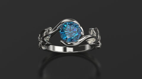 Blue Topaz Engagement Ring White Gold Engagement Ring Blue Topaz Ring Blue Topaz Gold White Gold Blue Topaz Ring