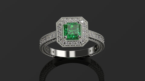 Emerald Engagement Ring White Gold Engagement Ring Emerald Ring Emerald Gold White Gold Emerald Ring