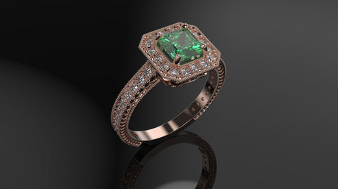 Emerald Engagement Ring Rose Gold Engagement Ring Emerald Ring Emerald Gold Rose Gold Emerald Ring