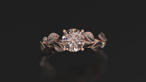 Morganite Leaf Engagement Ring Rose Gold Engagement Ring Morganite Branch Ring Morganite Gold Rose Gold Morganite Ring