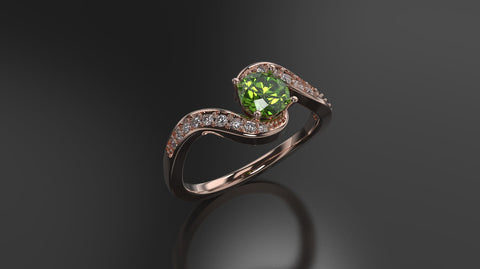 Peridot Engagement Ring Rose Gold Engagement Ring Peridot Ring Peridot Gold Rose Gold Peridot Ring