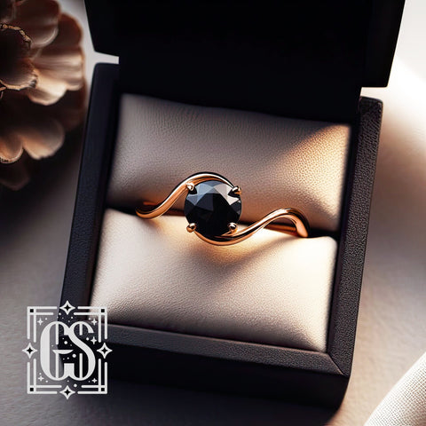 Black Diamond Engagement Ring Rose Gold Minimalist Engagement Ring Black Diamond Ring Black Diamond Gold Rose Gold Black Diamond